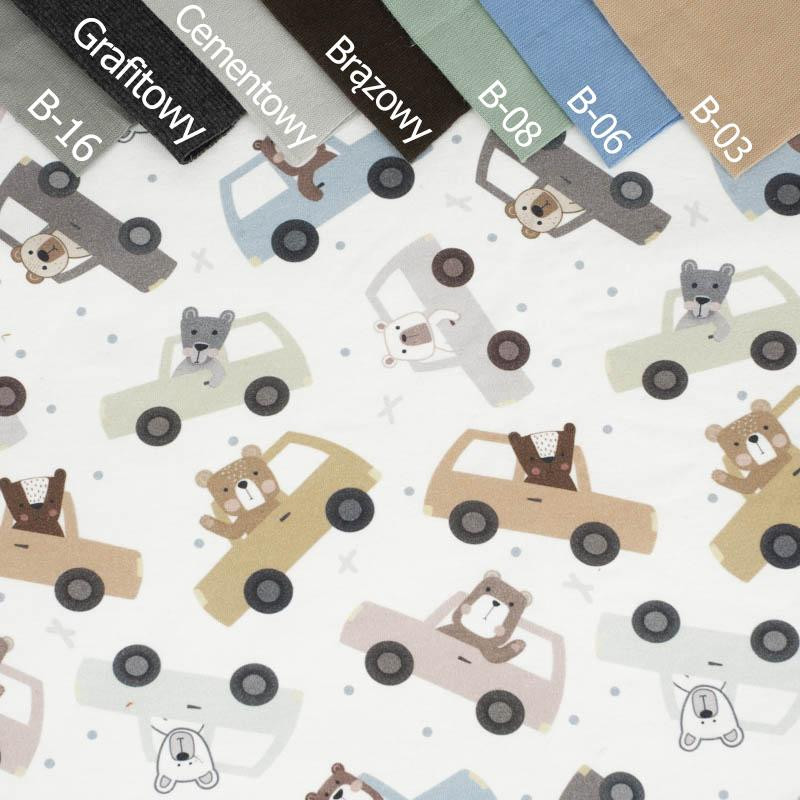 COLORFUL CARS pat. 2 (CITY BEARS) - looped knit fabric