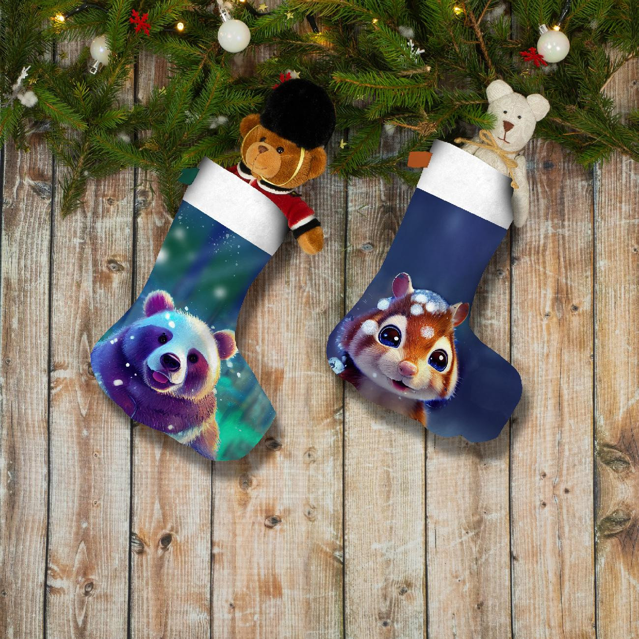 Christmas Stocking Set - CHRISTMAS TREES / green