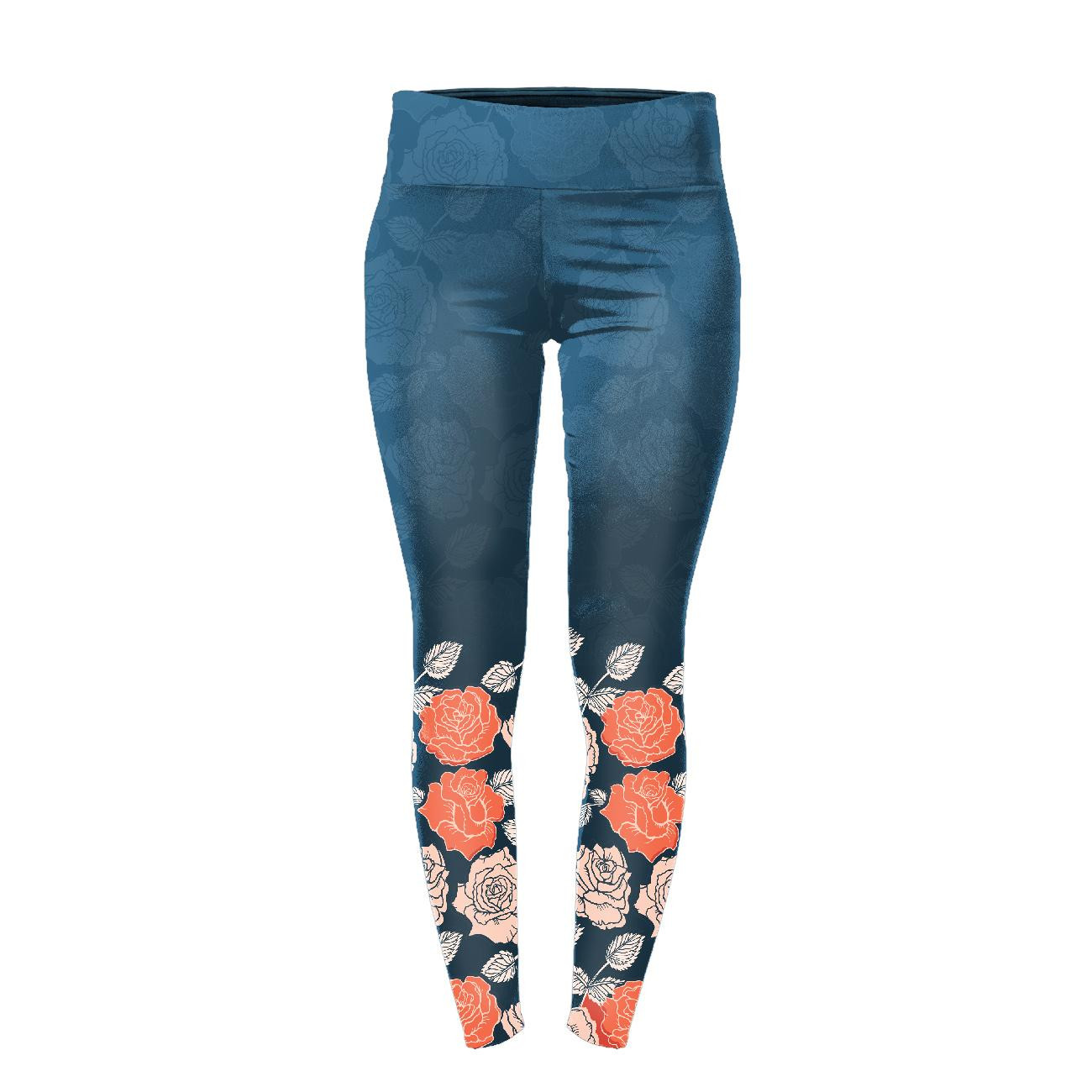 SPORTS LEGGINGS - PASTEL ROSES pat. 3