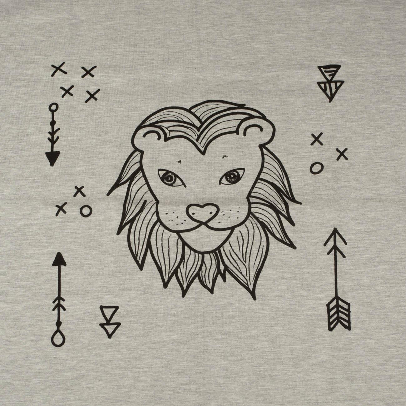 LION / gray melange - panel looped knit