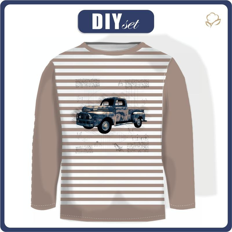 Longsleeve - RETRO CAR PAT. 3 / stripes - sewing set