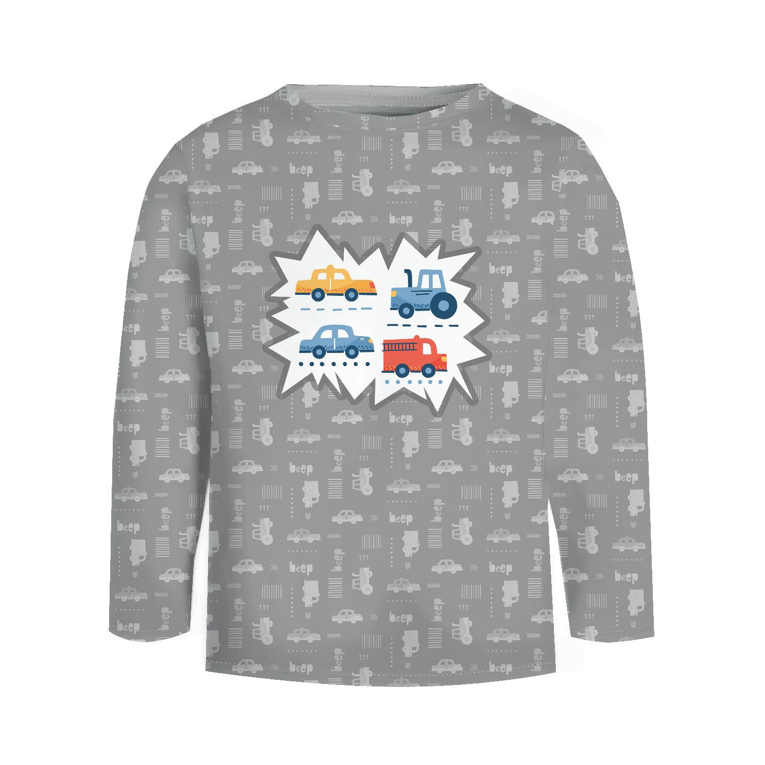 Longsleeve - VEHICLES pat. 2 / white (ADVENTURE BEGINS) - sewing set