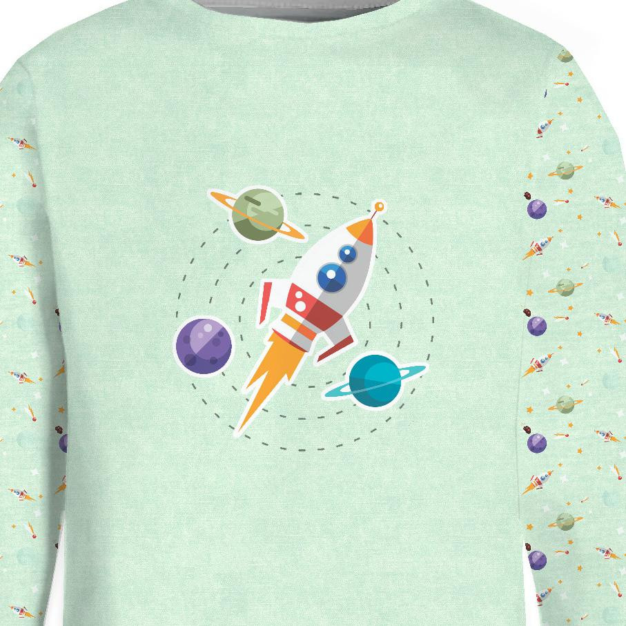 Longsleeve - ROCKET AND PLANETS (SPACE EXPEDITION) / ACID WASH MINT - sewing set