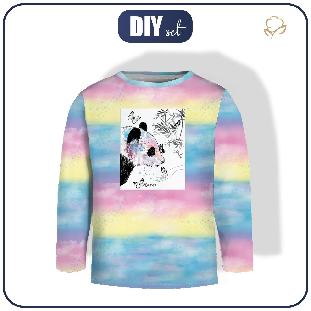 Longsleeve - RAINBOW OCEAN pat. 1 / panda - sewing set