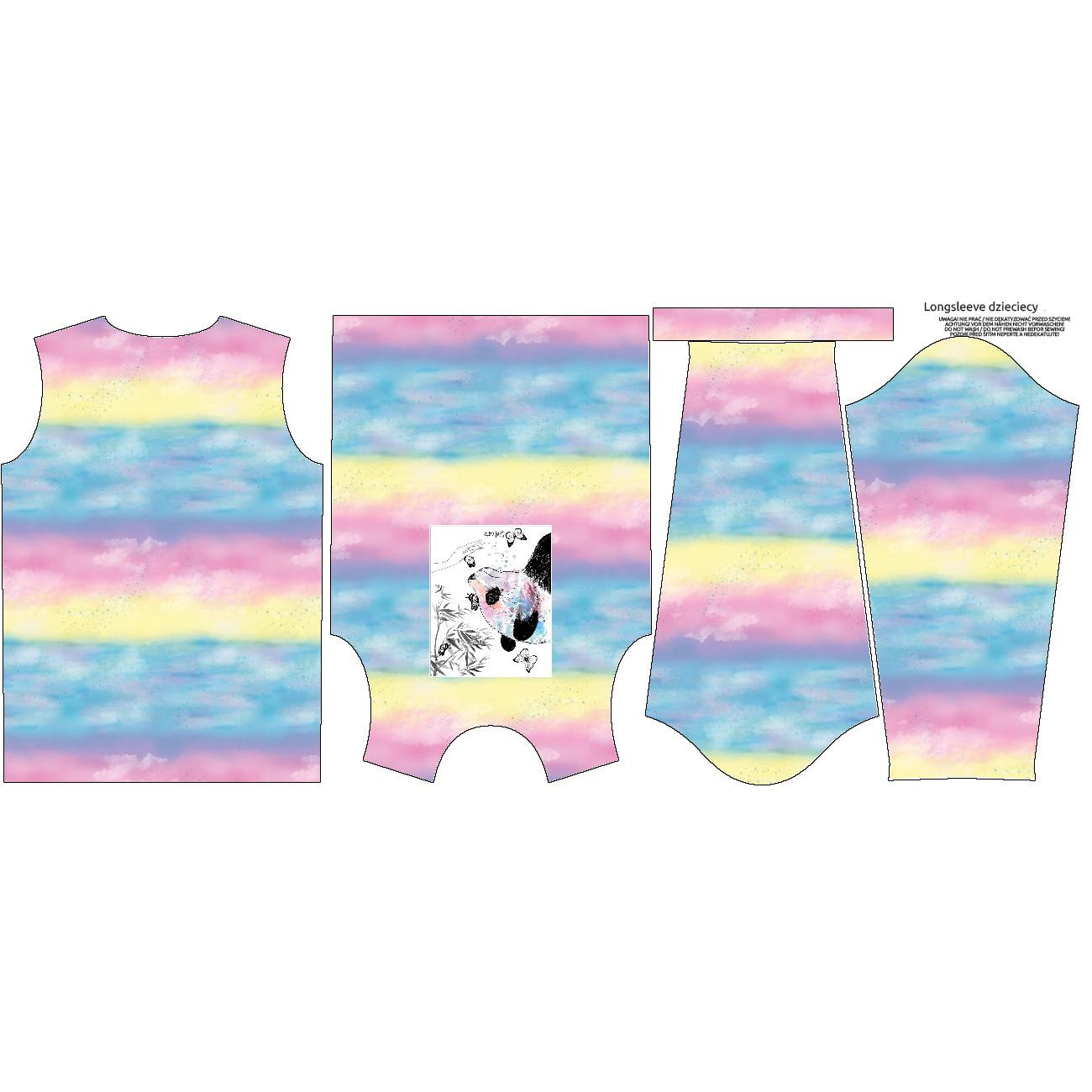 Longsleeve - RAINBOW OCEAN pat. 1 / panda - sewing set