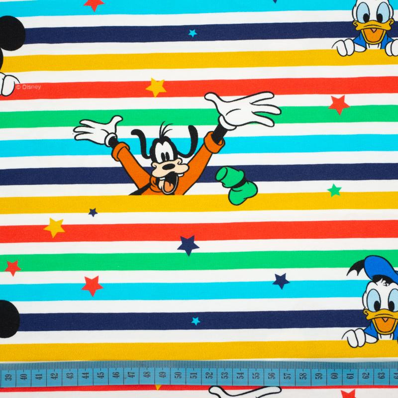 MICKEY AND FRIENDS / colorful stripes  - single jersey TE210