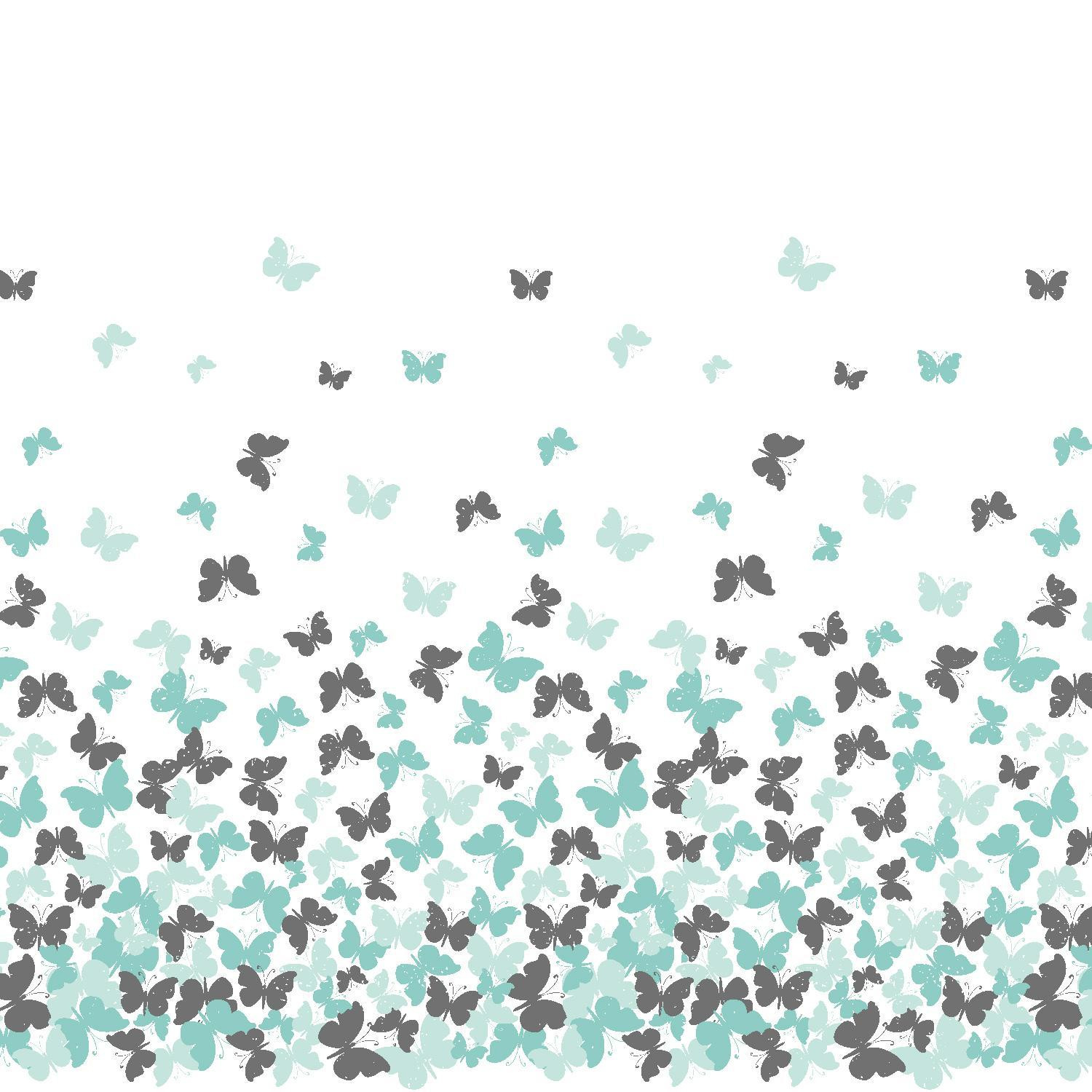 BUTTERFLIES AQUA - panel single jersey with elastane TE210