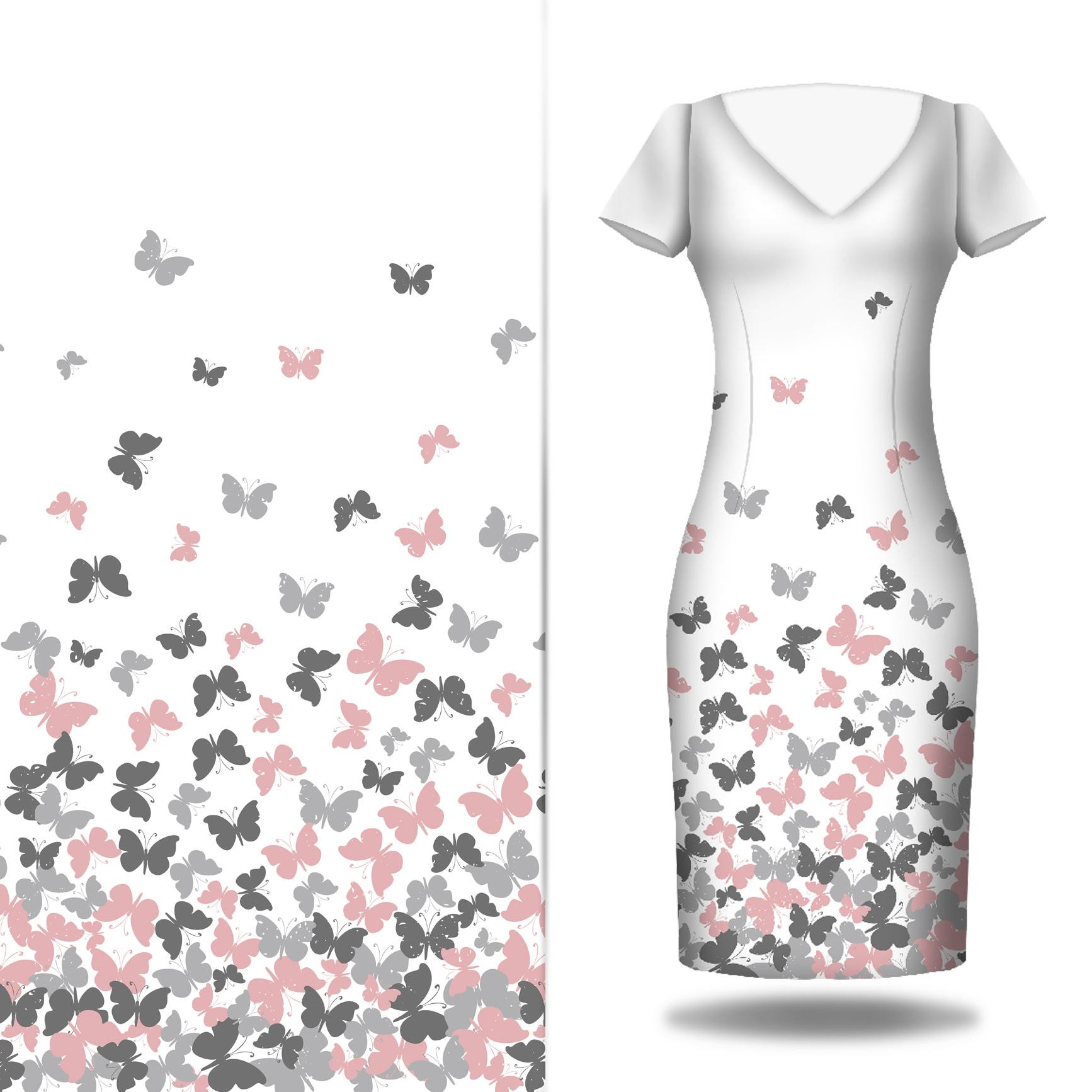 BUTTERFLIES PINK - dress panel WE210