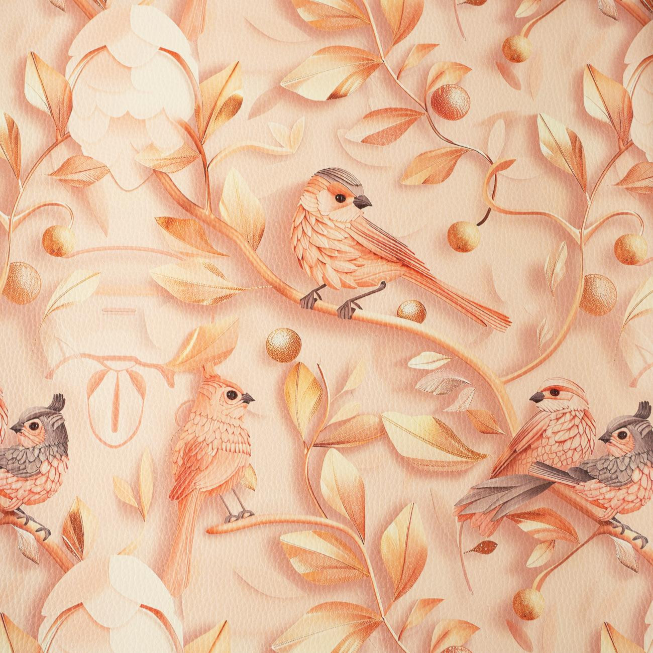 PINK BIRDS - thick pressed leatherette