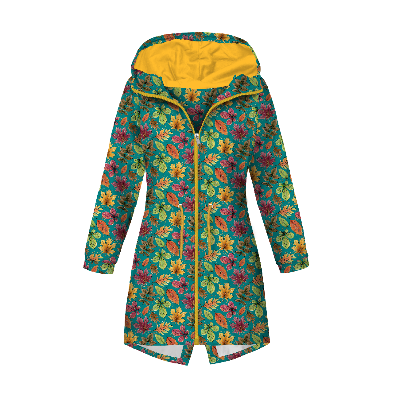 WOMEN'S PARKA (ANNA) - COLORFUL LEAVES MIX / emerald (GLITTER AUTUMN) - softshell
