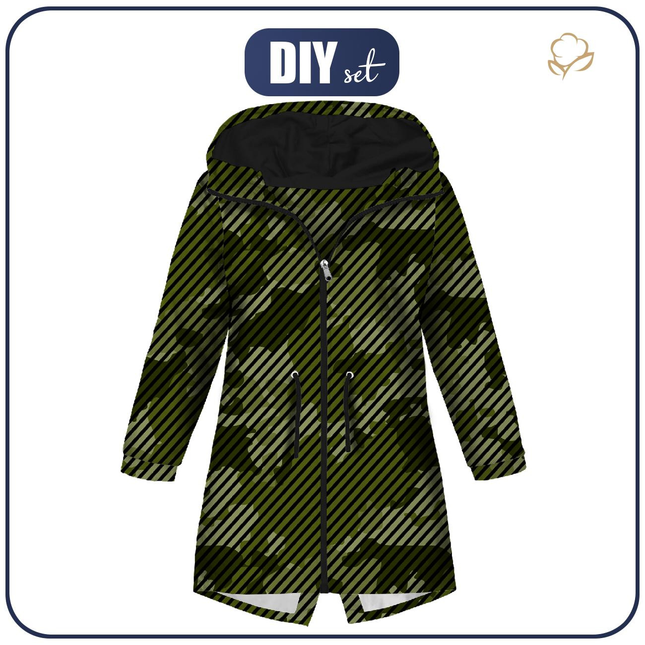 KIDS PARKA (ARIEL) - CAMOUFLAGE / STRIPES - sewing set