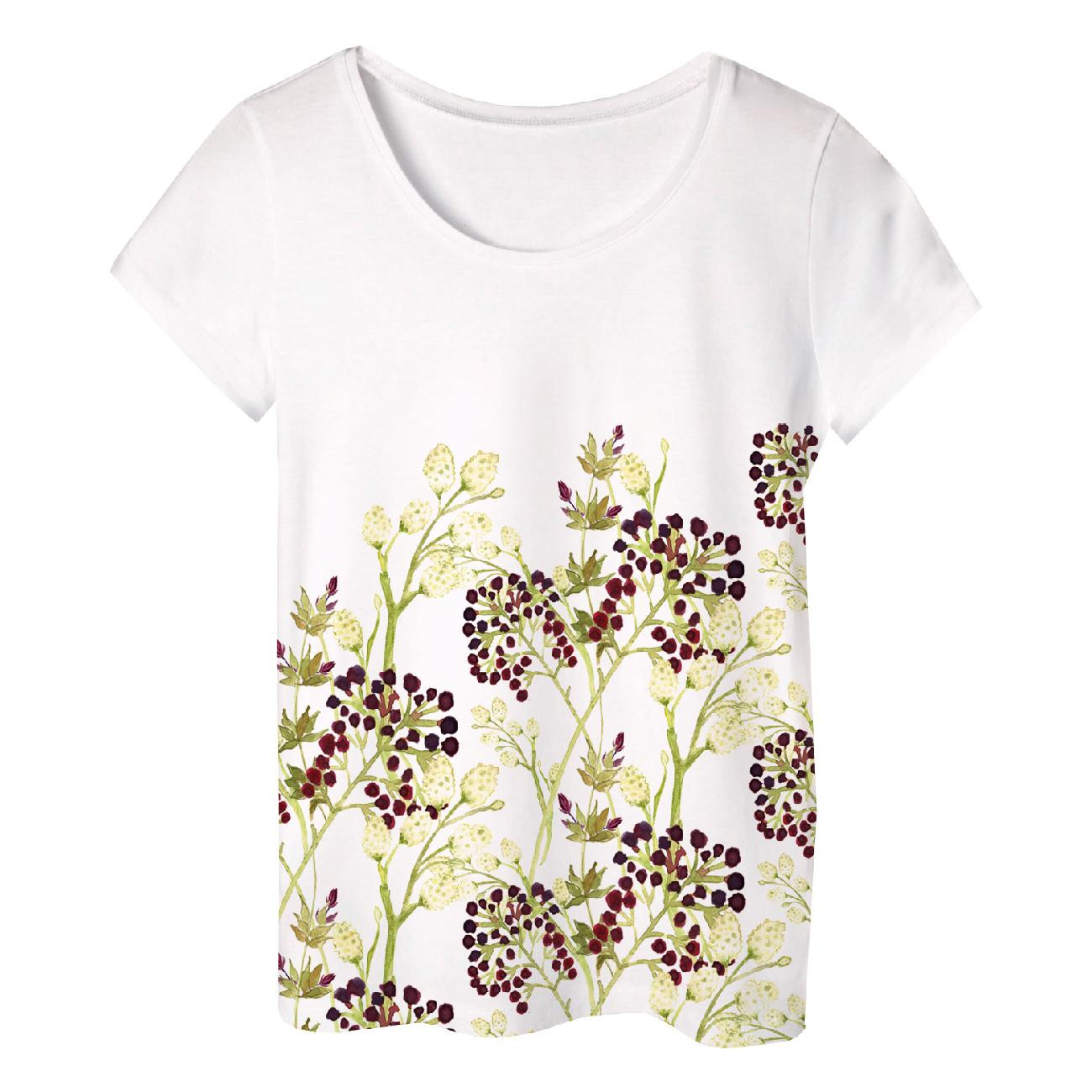 PAJAMAS-T-SHIRT "LINDA" - ELDERBERRY (BLOOMING MEADOW) - sewing set