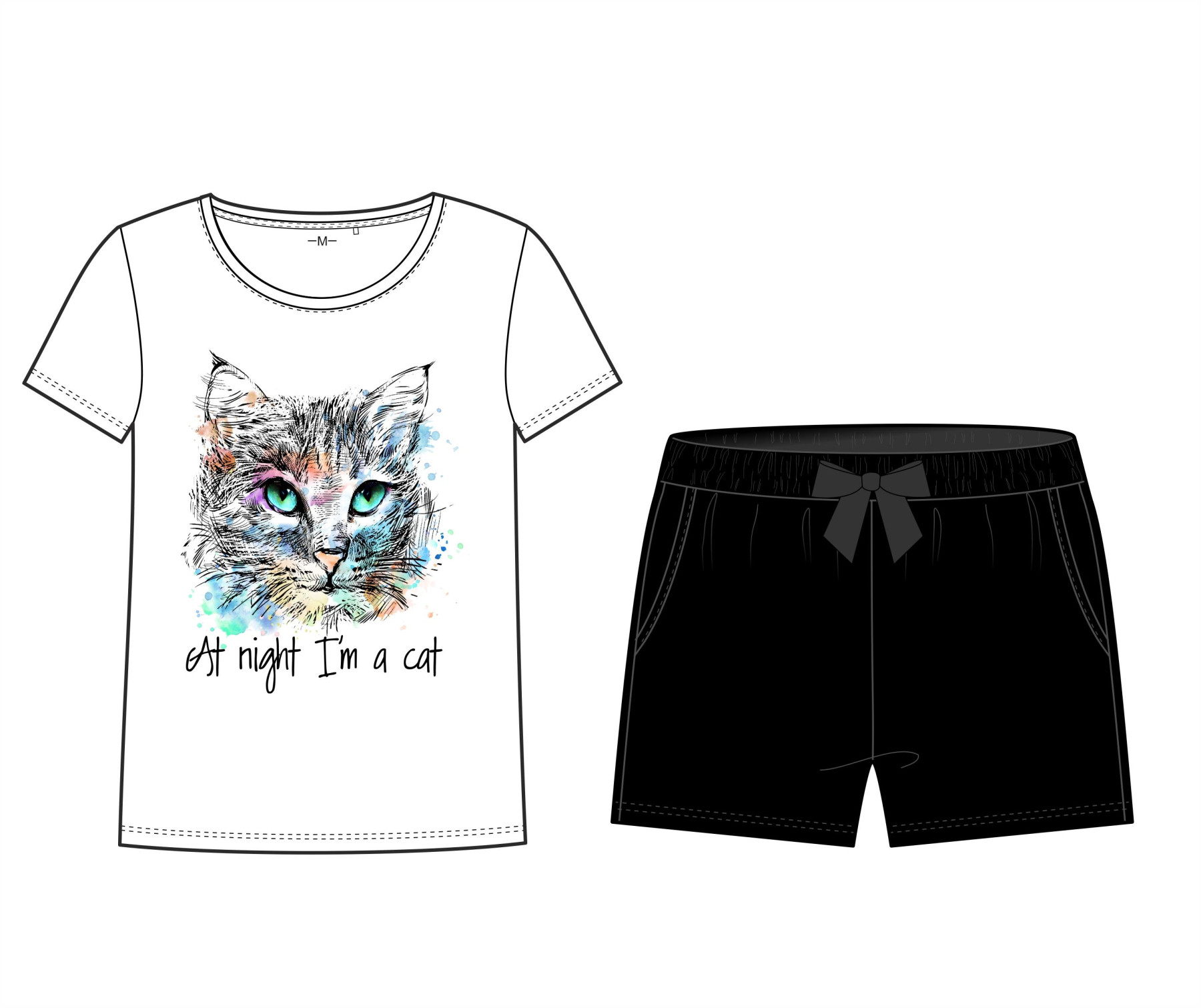 PAJAMAS-T-SHIRT "LINDA" -  CAT - sewing set