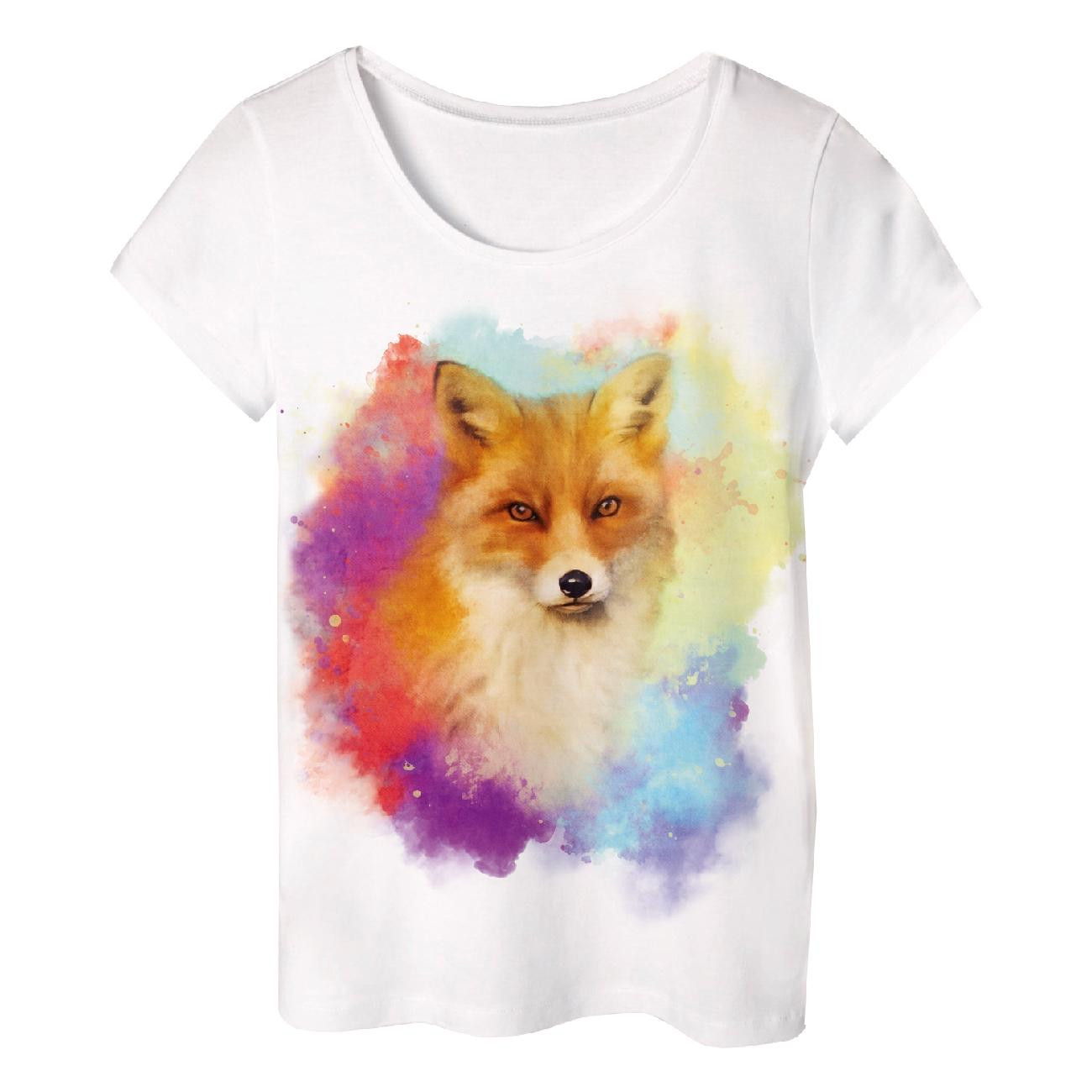 PAJAMAS-T-SHIRT "LINDA" - FOX / rainbow - sewing set