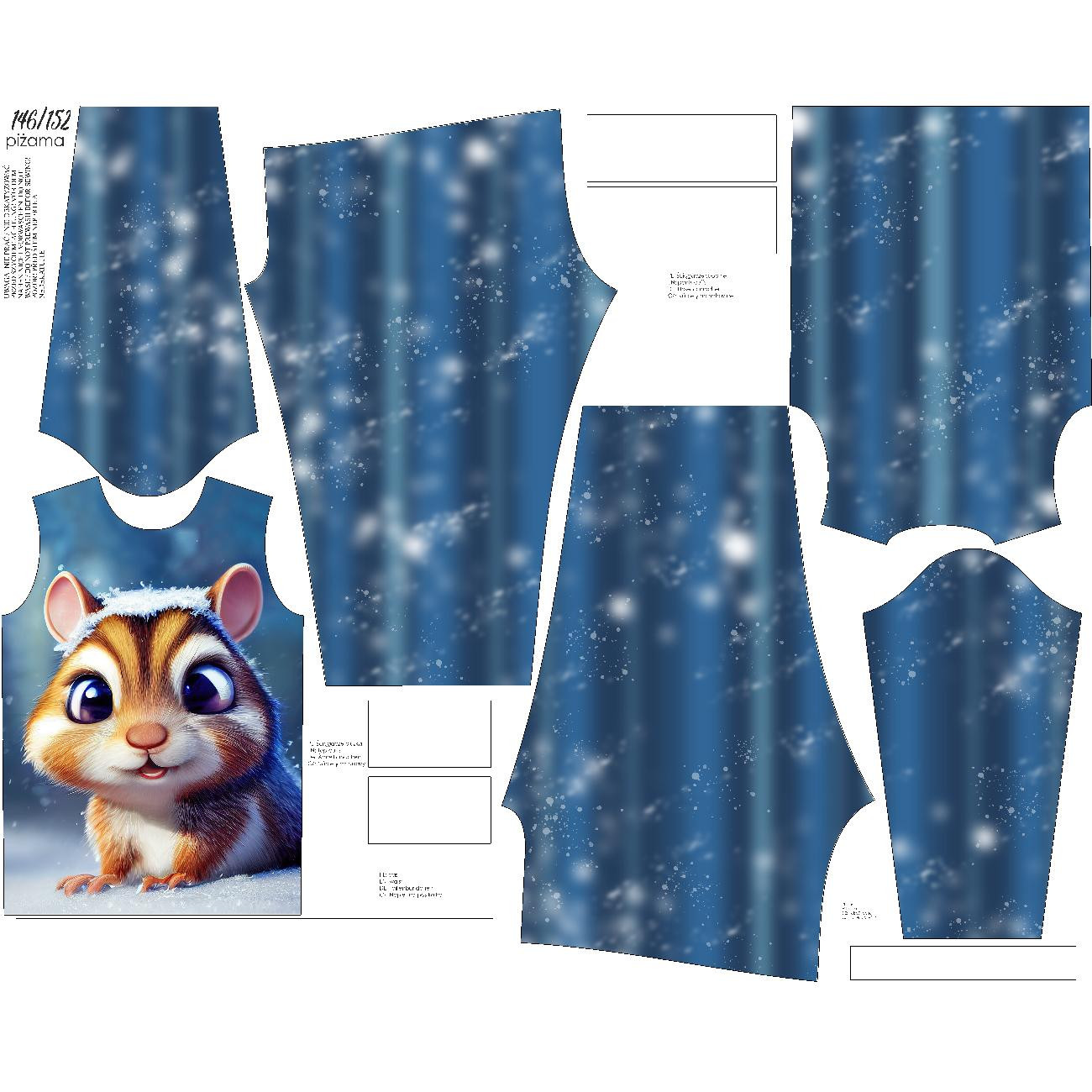 CHILDREN'S PAJAMAS " MIKI" - ANIMATED SQUIRREL - sewing set