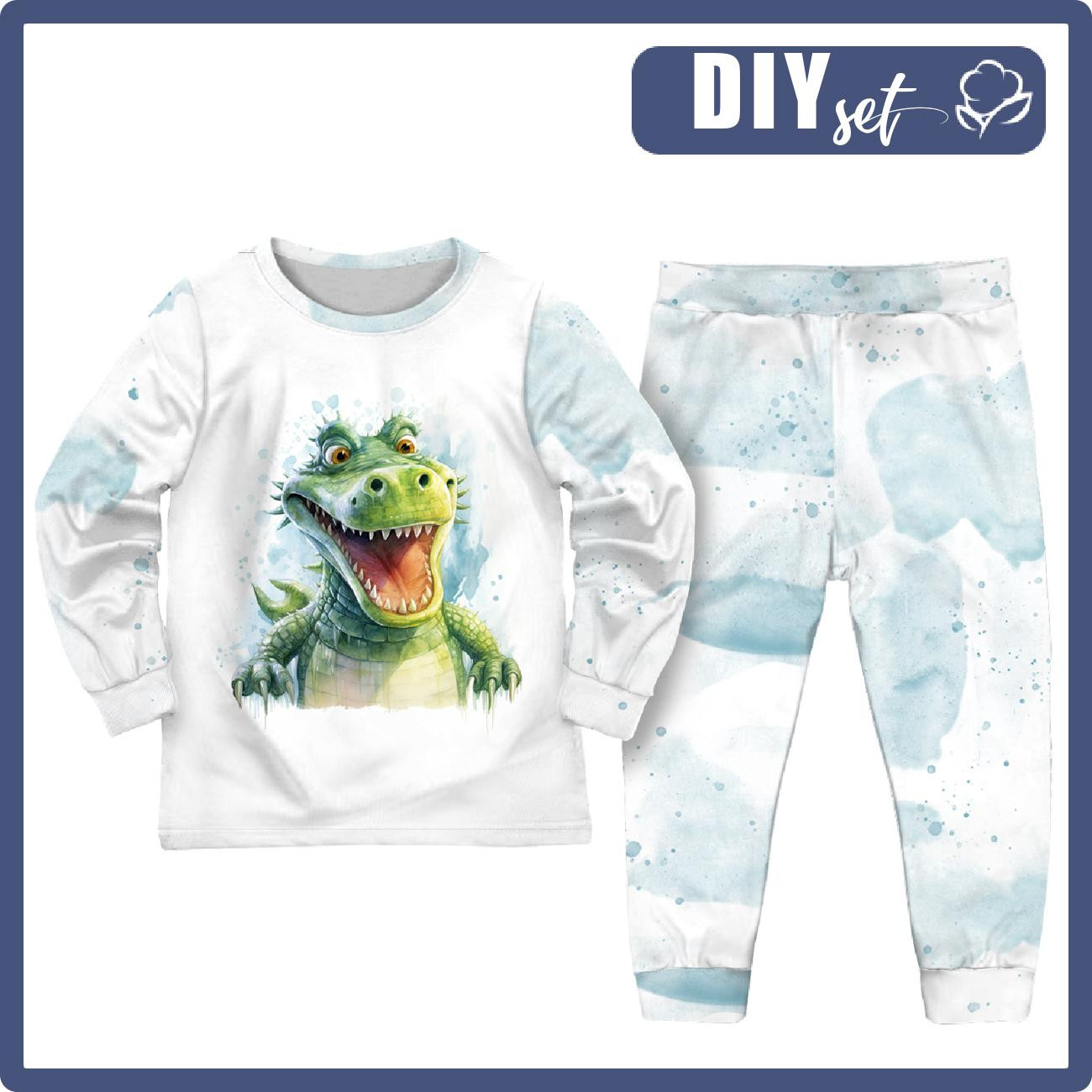 CHILDREN'S PAJAMAS " MIKI" - WATERCOLOR CROCODILE - sewing set