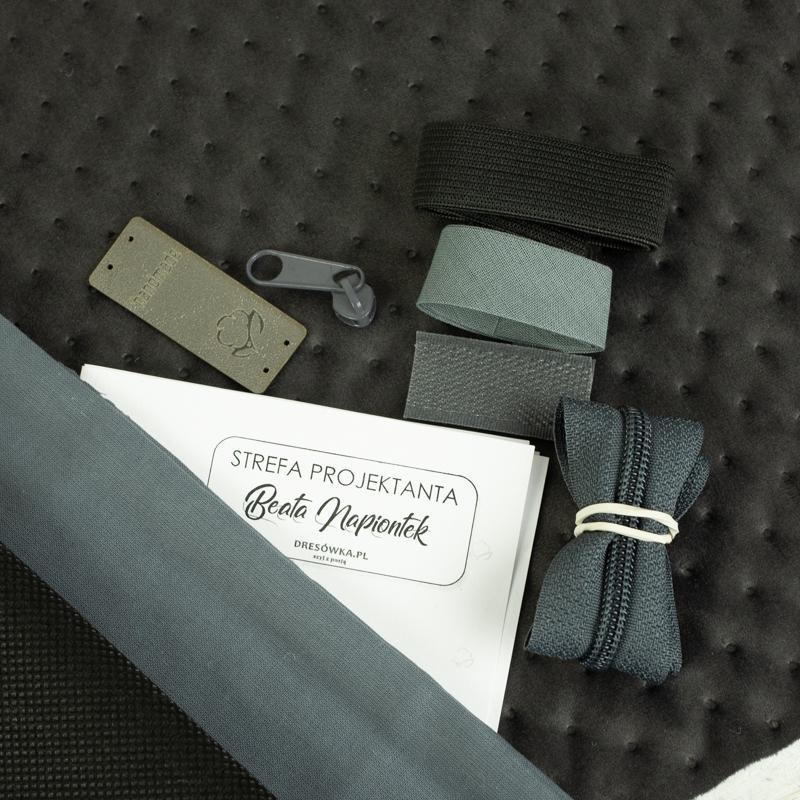 YOGI pencil case - DARK GREY / dotted velour