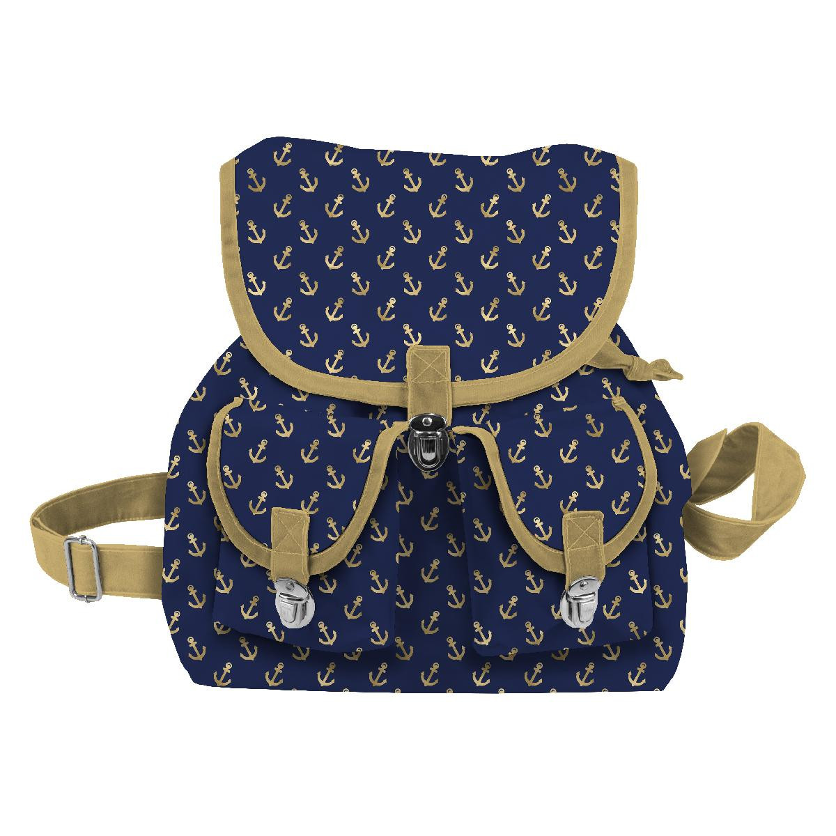 VINTAGE BACKPACK -  MINI GOLD ANCHORS - sewing set