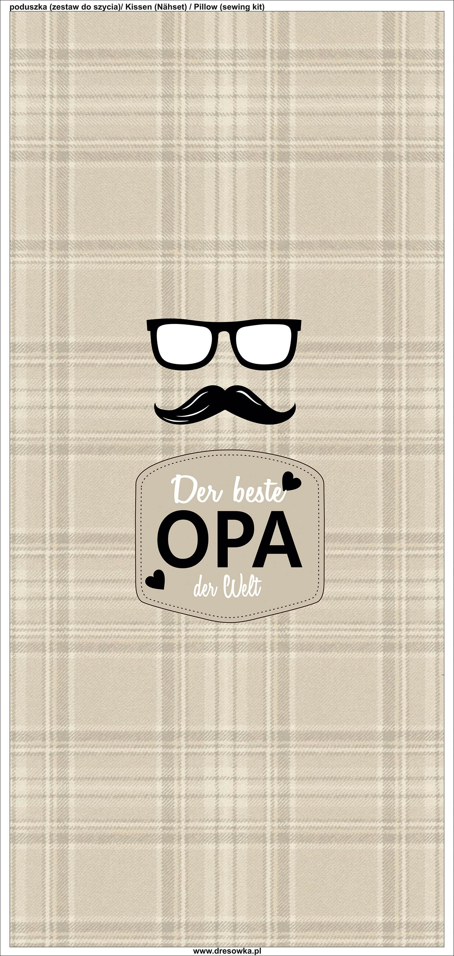 PILLOW 45X45 -  DER BESTE OPA DER WELT / english check- beige - sewing set