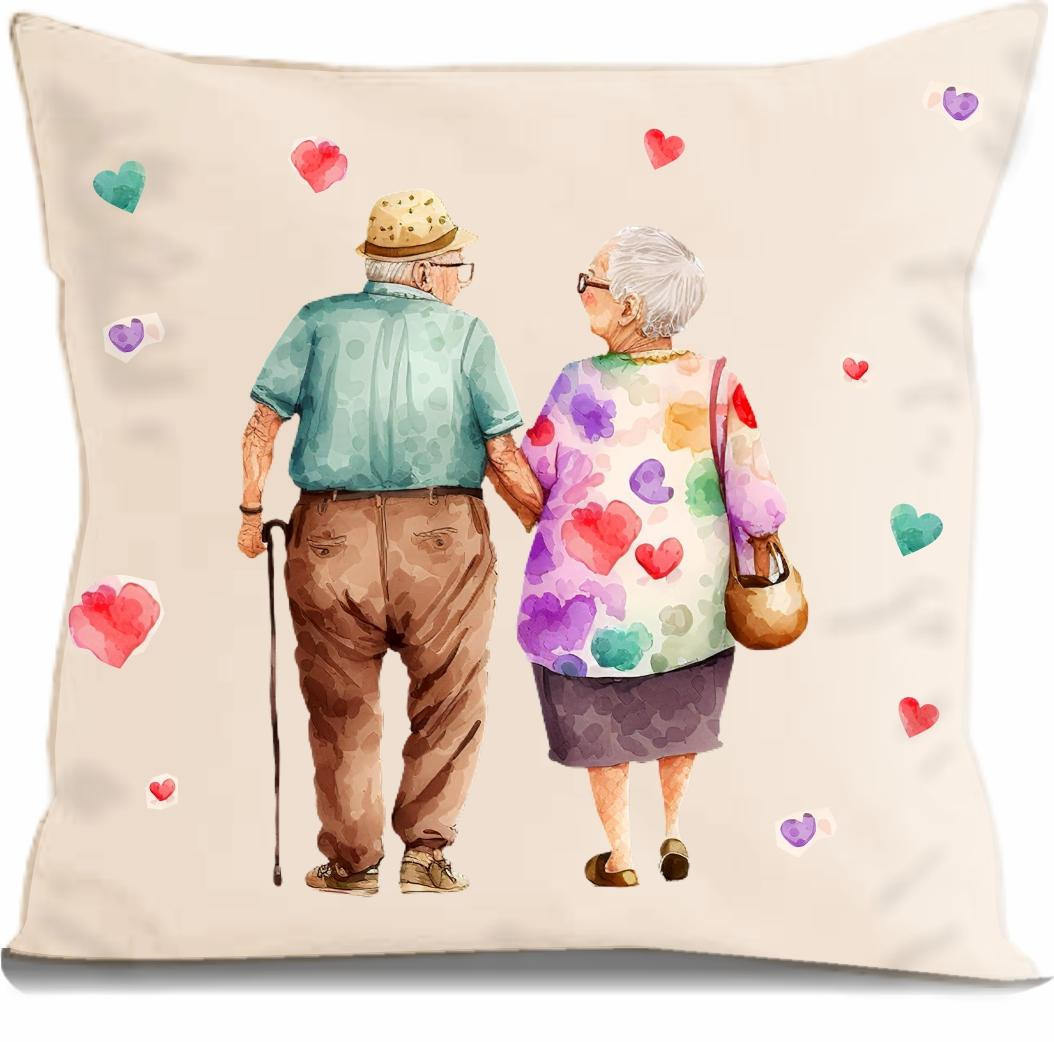 PILLOW 45X45 - GRANDPARENTS / colorful hearts - sewing set