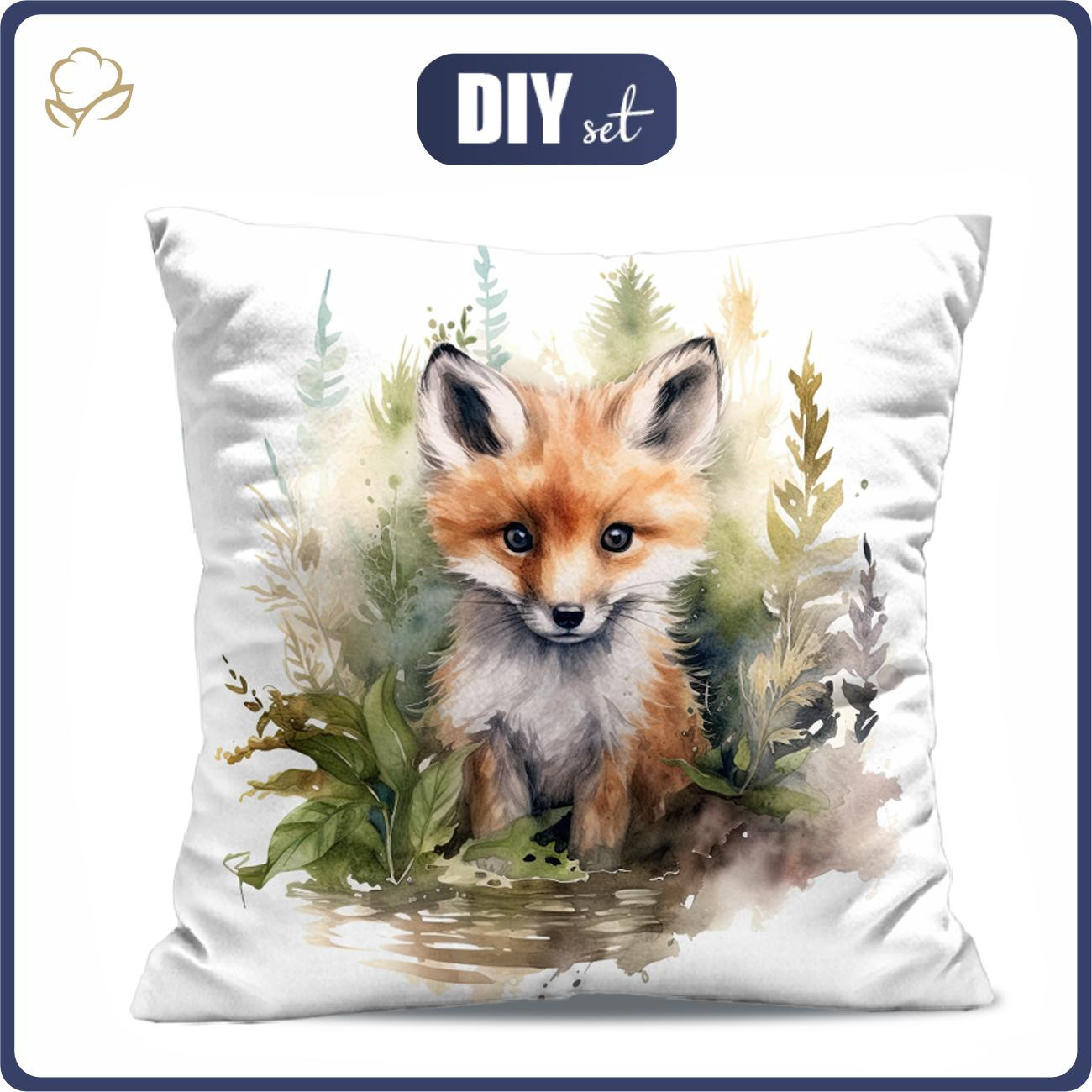 PILLOW 45X45 - WATERCOLOR FOX - sewing set