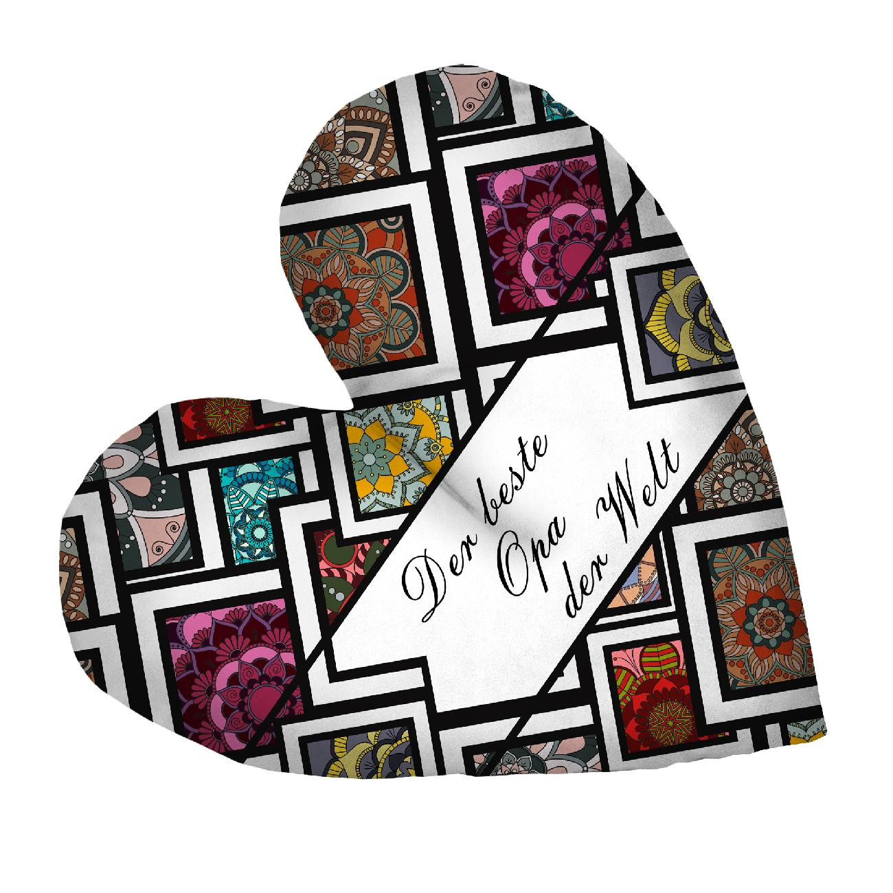 DECORATIVE PILLOW HEART - Der beste Opa der Welt / STAINED GLASS