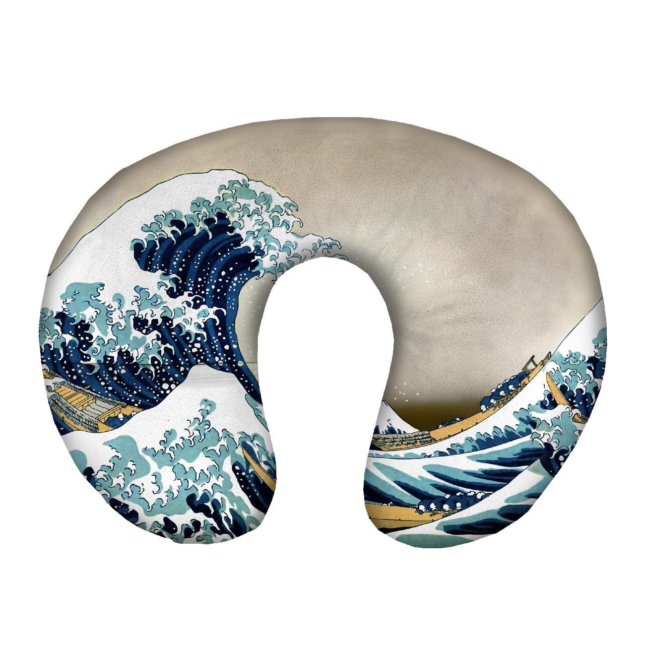 NECK PILLOW - THE GREAT WAVE OFF KANAGAWA (Hokusai Katsushika) - sewing set