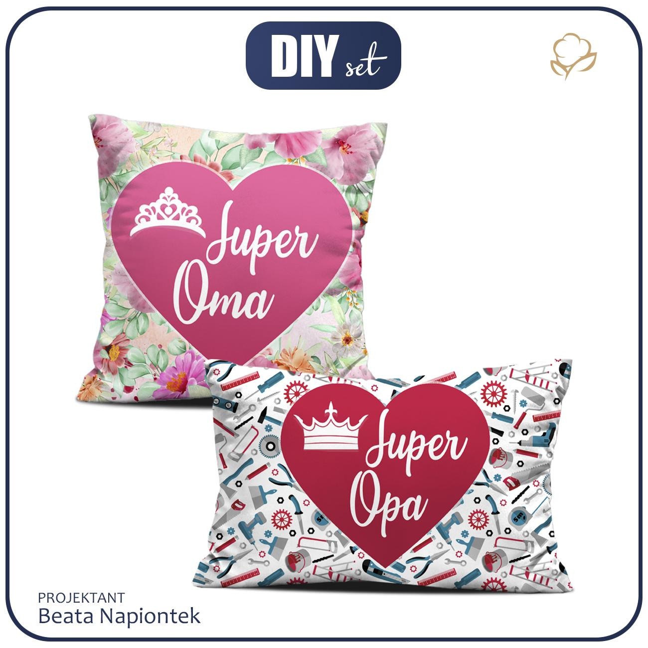 DECORATIVE PILOWS - SUPER OMA / SUPER OPA Pat. 2 - sewing set