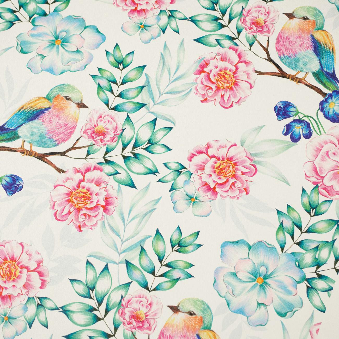 BIRDS AND FLOWERS - thick pressed leatherette
