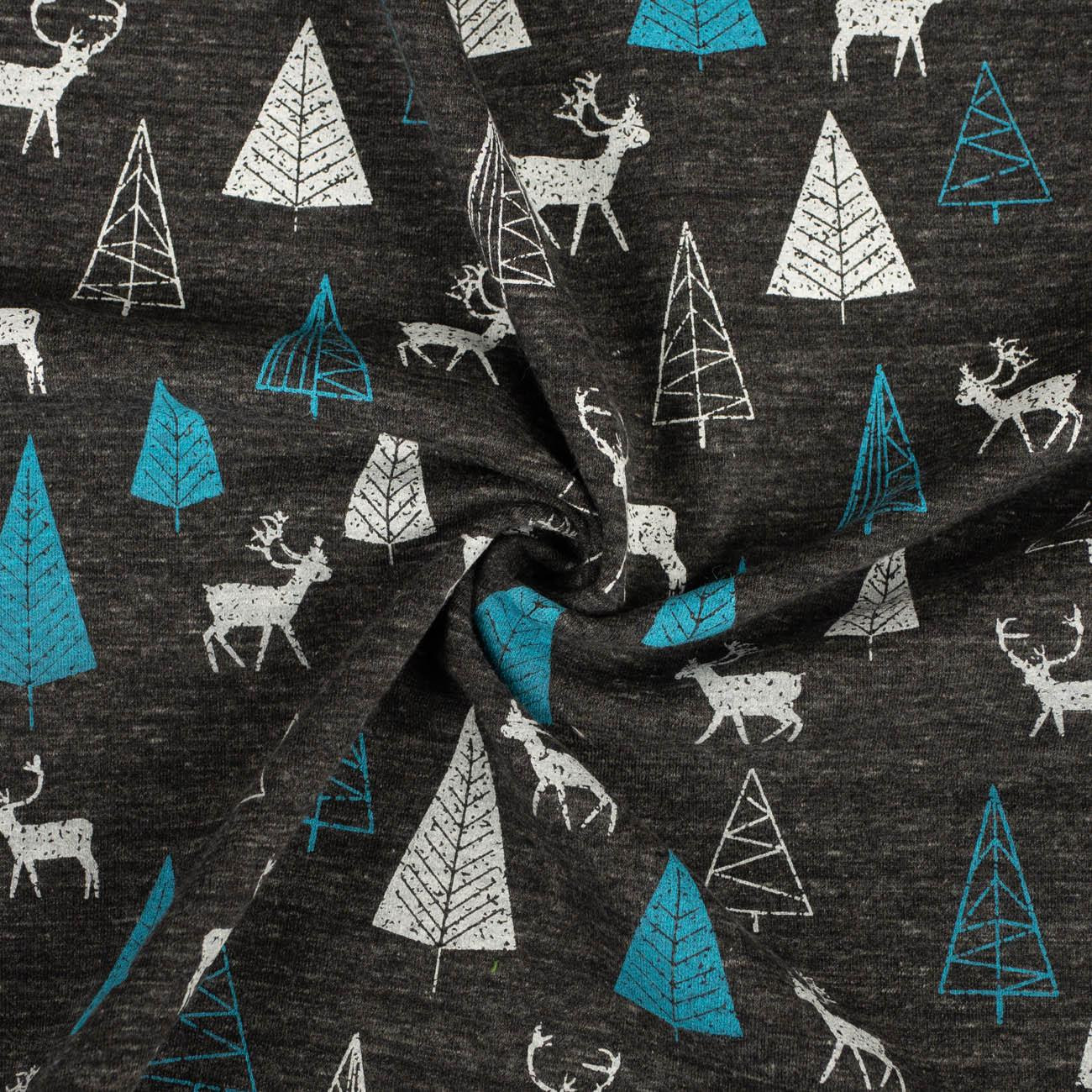 RENEIVERS AND CHRISTMAS / turquoise - graphite - French terry with elastane 