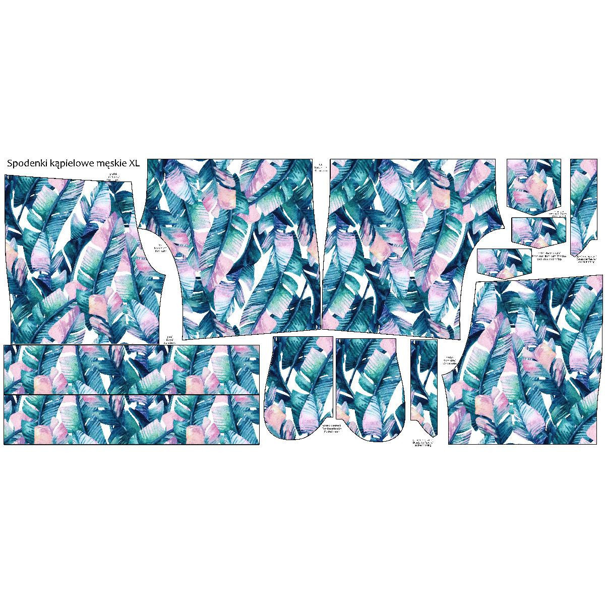 Men's swim trunks - WATERCOLOR LEAVES - sewing set