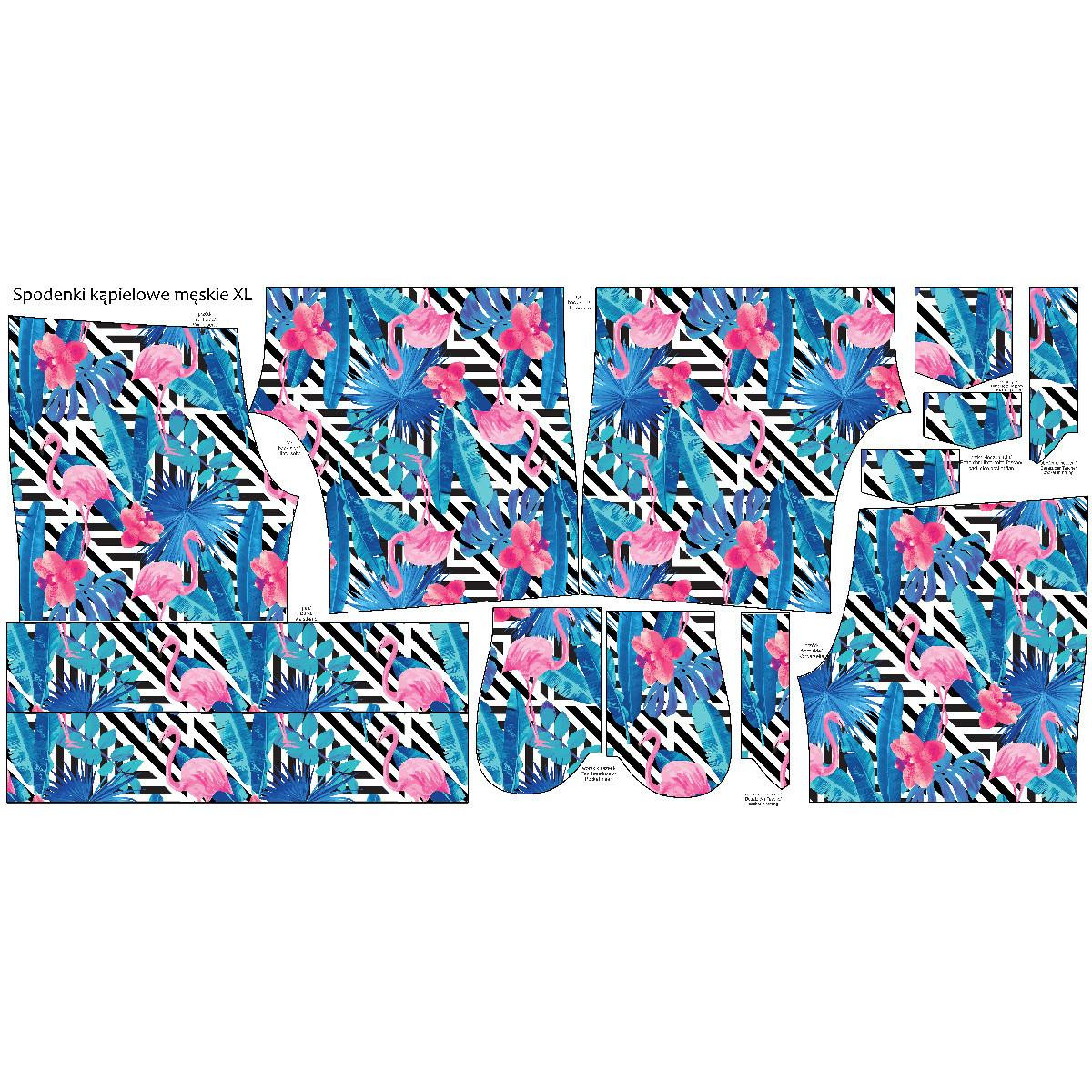Men's swim trunks - TROPICAL FLAMINGOS  - sewing set