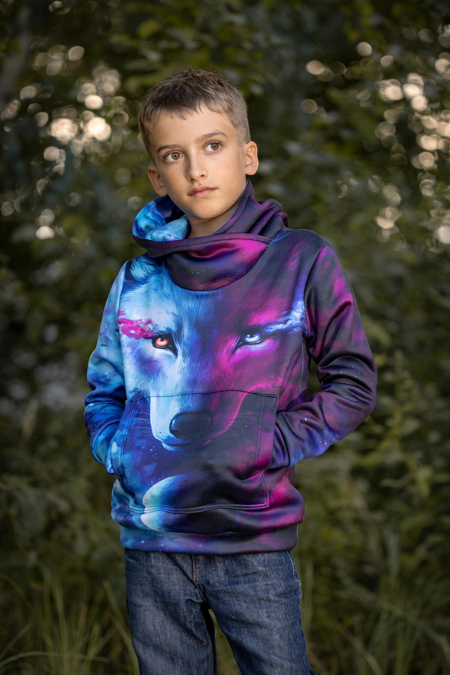 HYDROPHOBIC HOODIE UNISEX - SMALL LEAVES pat. 4 - sewing set