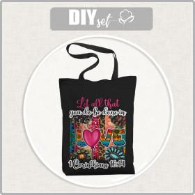 SHOPPER BAG - COLORS LOVE / black - Waterproof woven fabric - sewing set