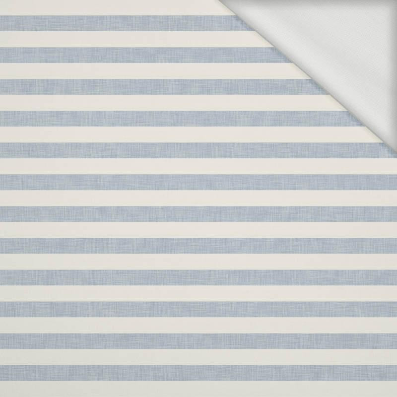 STRIPES 1x1 - acid ecru / acid blue - looped knit fabric