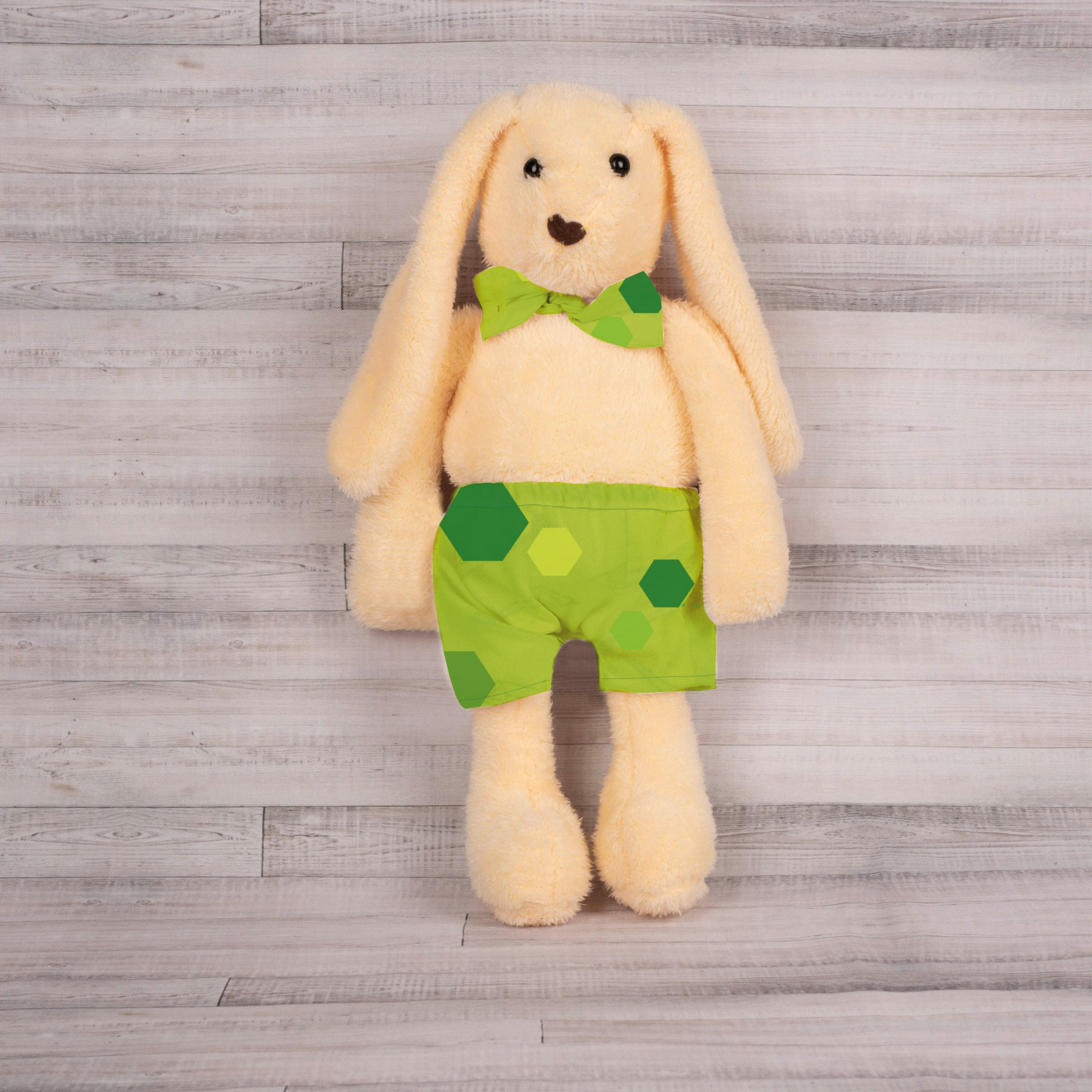 SHORTS + BOW TIE FOR BUNNY - HEXAGON / green - sewing set