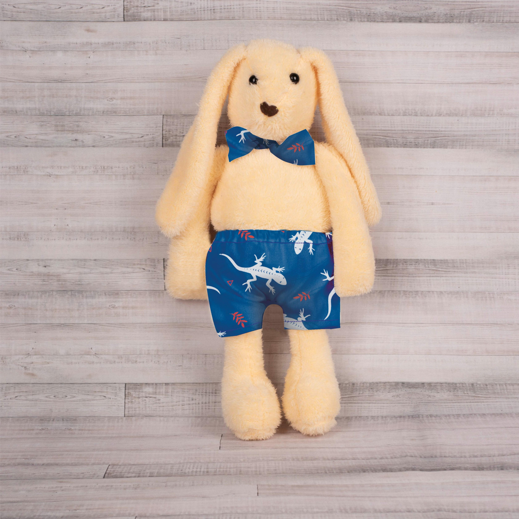 SHORTS + BOW TIE FOR BUNNY - LIZARDS / blue - sewing set