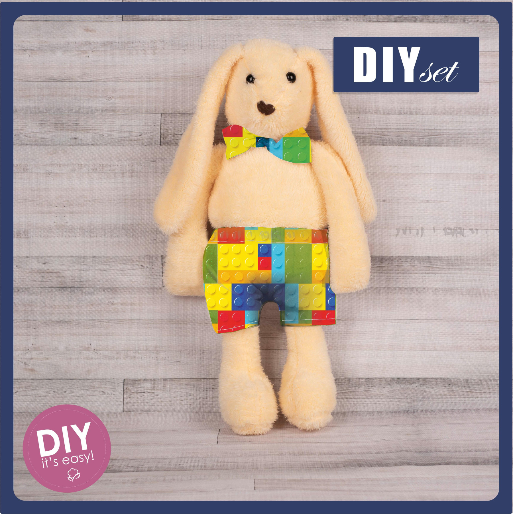 SHORTS + BOW TIE FOR BUNNY - BRICKS - sewing set