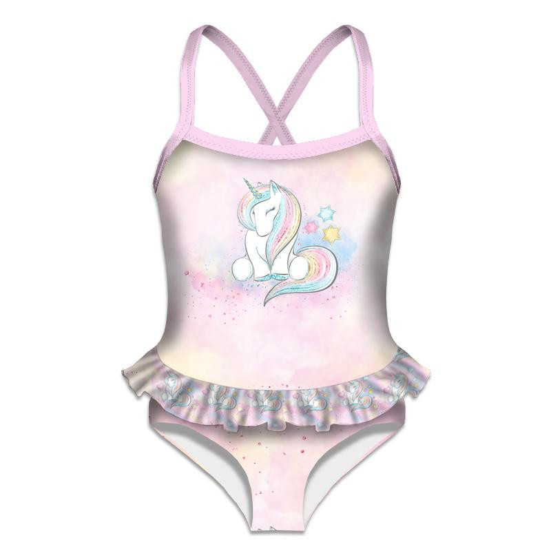 Girl's swimsuit - UNICORNS AND RAINBOW  pat. 2 (WONDERLAND)