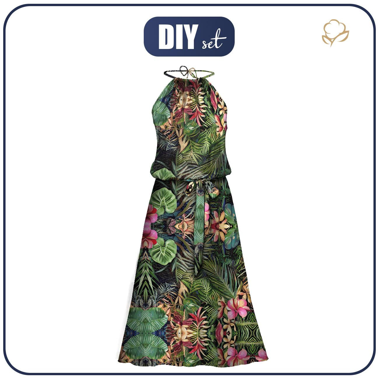 DRESS "DALIA" MAXI - WILD JUNGLE pat. 2 - sewing set