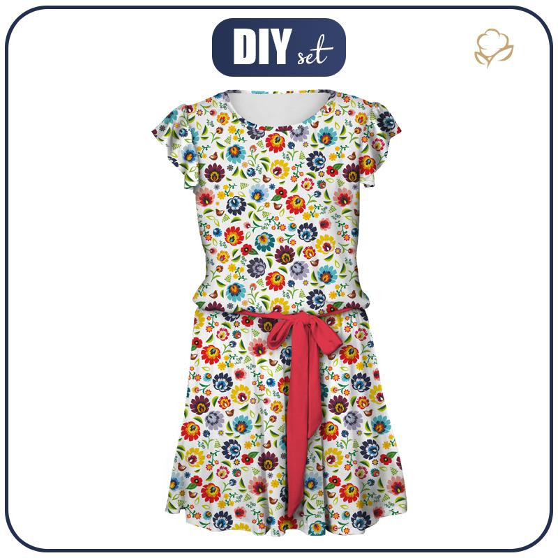 DRESS "EMMA" - LOWICZ FOLKLORE / white - Viscose jersey with elastane