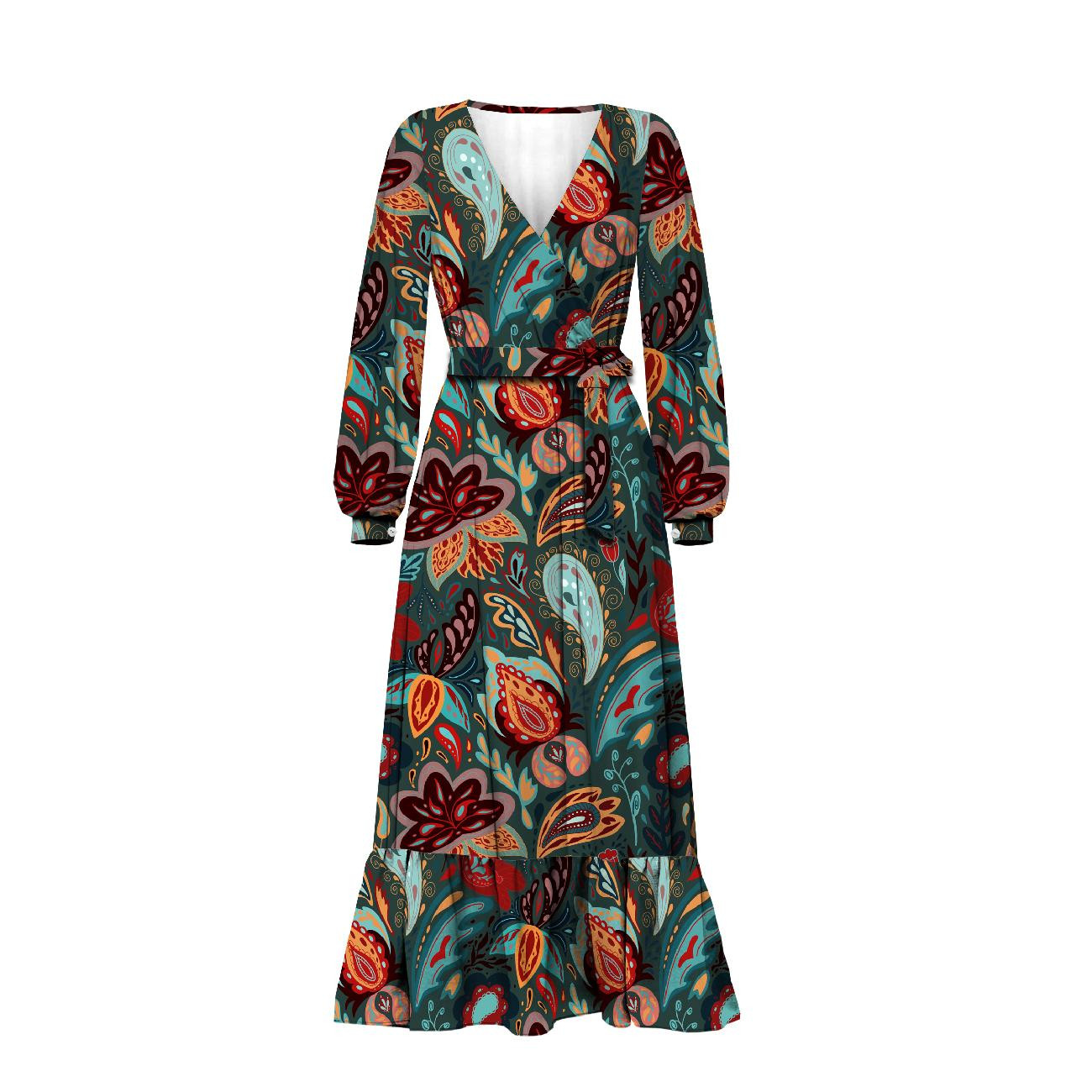 WRAP FLOUNCED DRESS (ABELLA) - COLORFUL PASILEY - sewing set