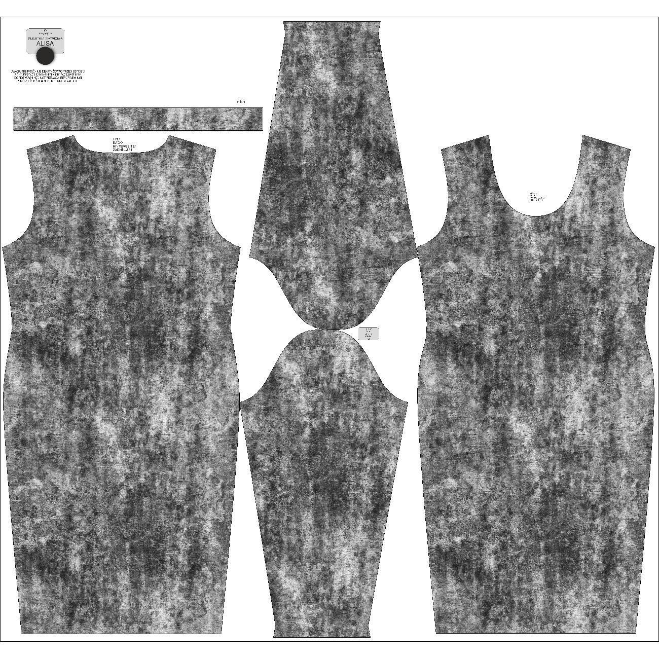 PENCIL DRESS (ALISA) - GRUNGE (black) - sewing set