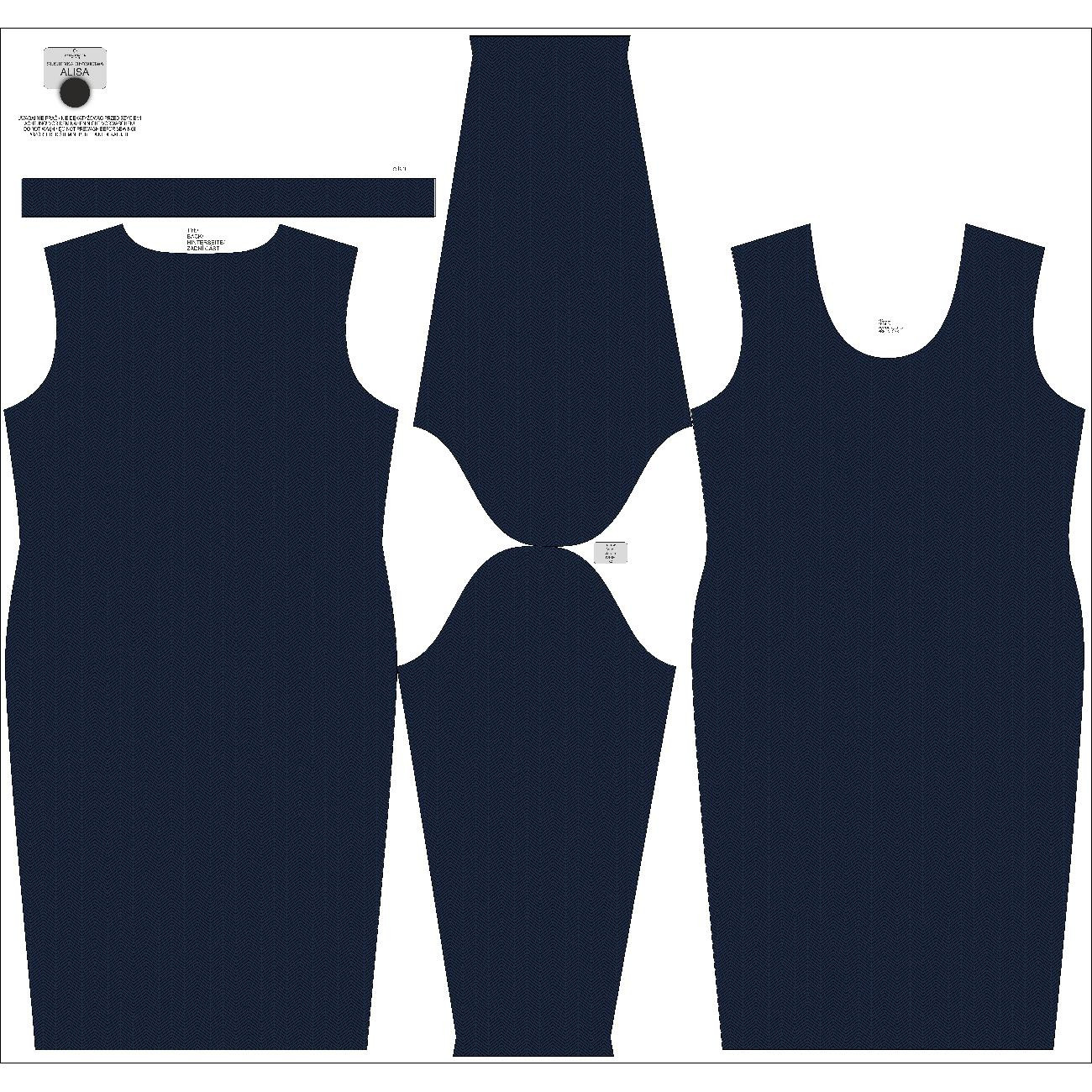 PENCIL DRESS (ALISA) - HERRINGBONE / NIGHT CALL / navy - sewing set