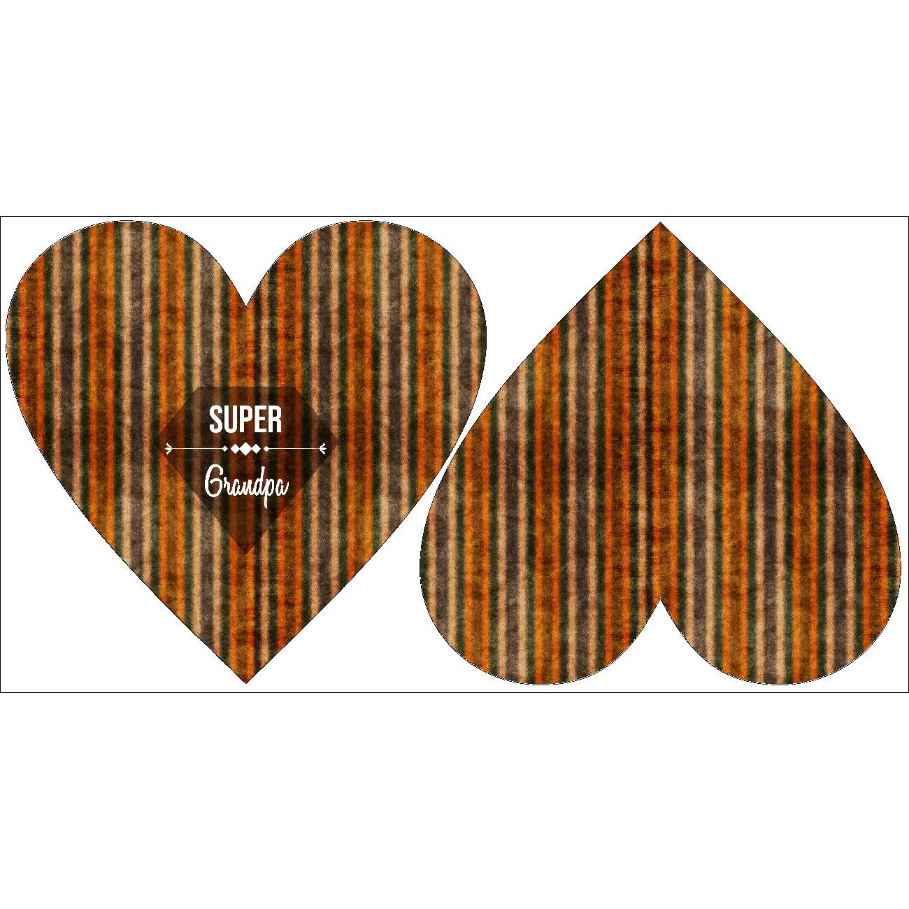 DECORATIVE PILLOW HEART - Super Grandpa / AUTUMN STRIPES