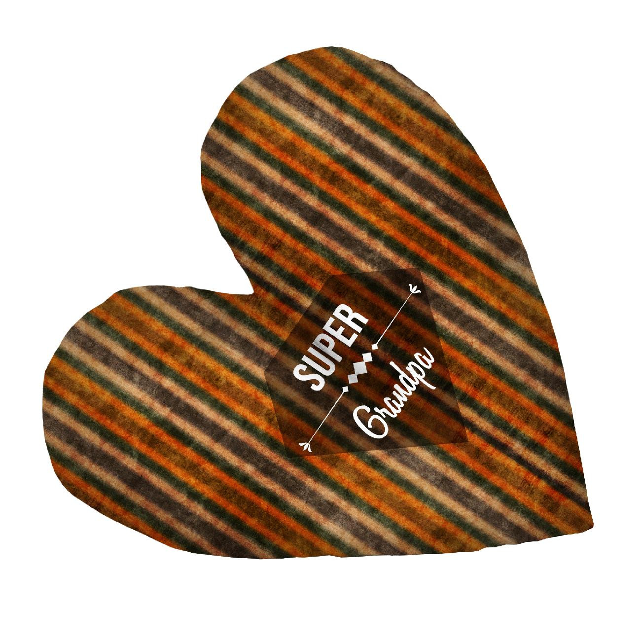 DECORATIVE PILLOW HEART - Super Grandpa / AUTUMN STRIPES