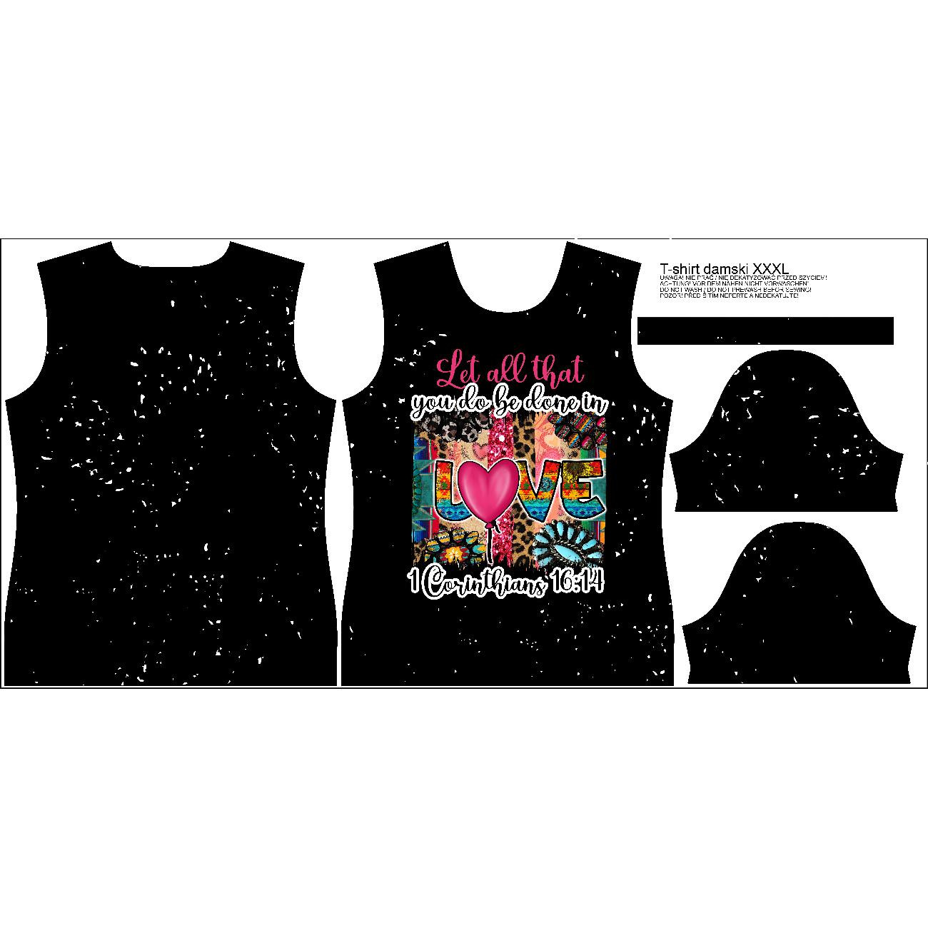 WOMEN’S T-SHIRT - COLORS LOVE / black - sewing set