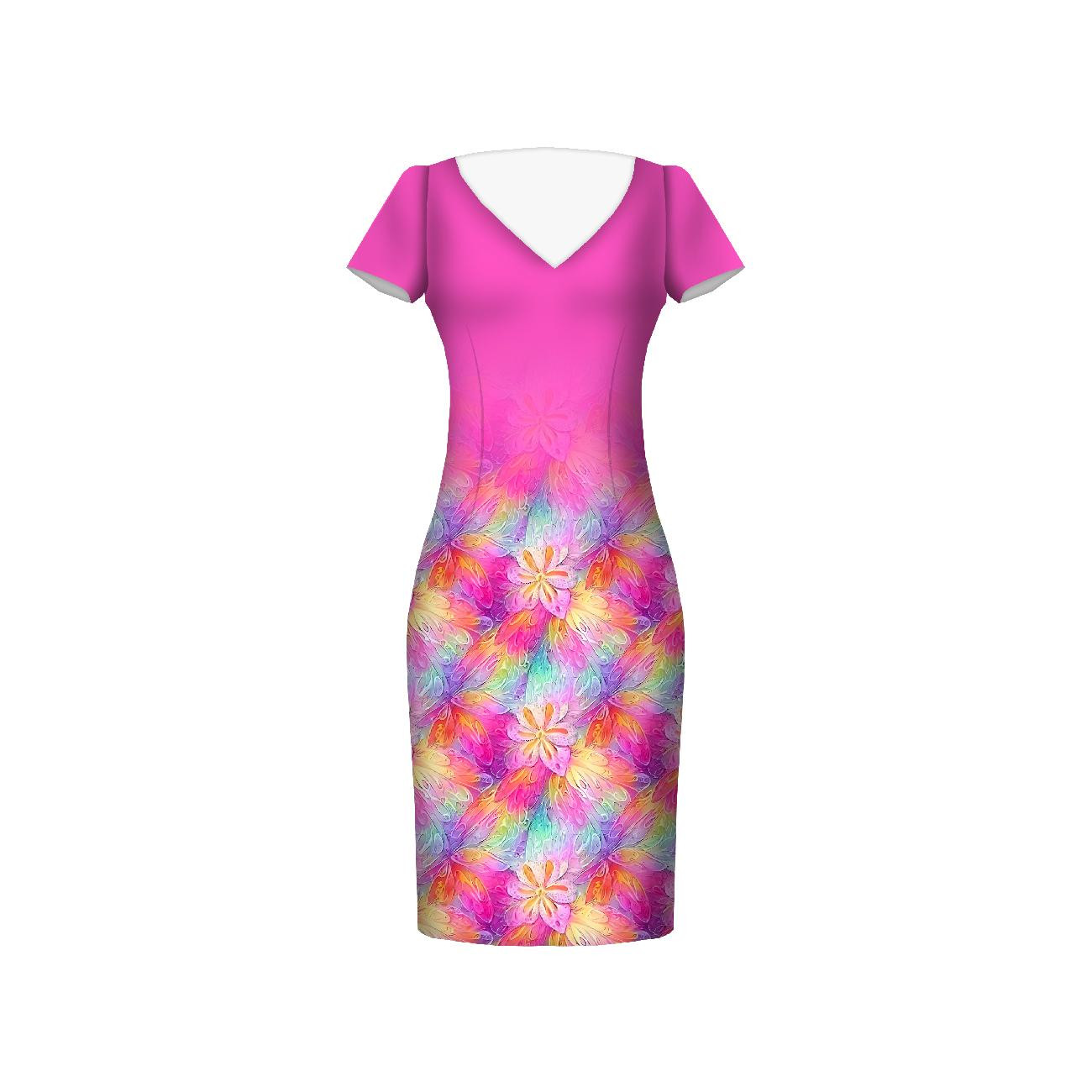 RAINBOW FLOWERS - dress panel Satin