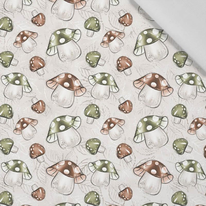 FOREST MUSHROOMS pat. 1 / beige - Cotton woven fabric