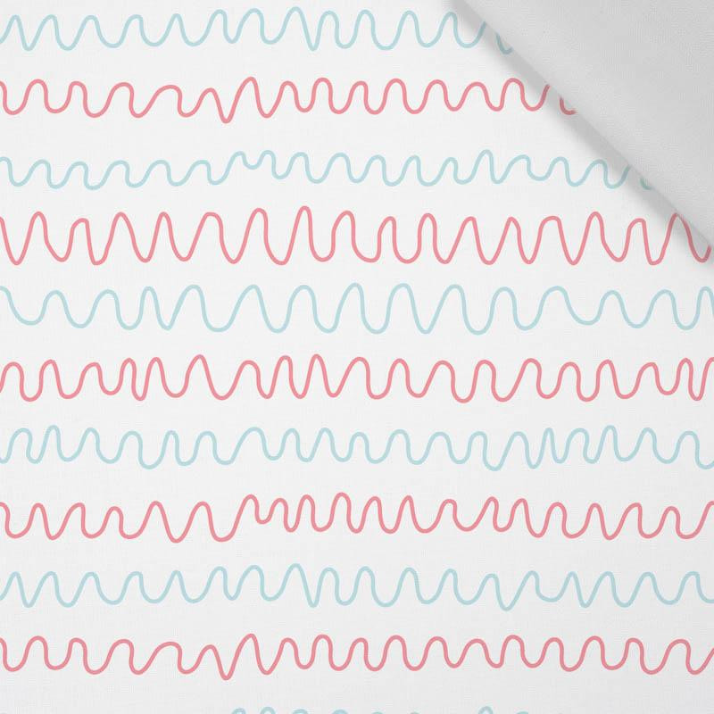 PASTEL DOODLES / mint - salmon pink (PASTEL SKY) - Cotton woven fabric